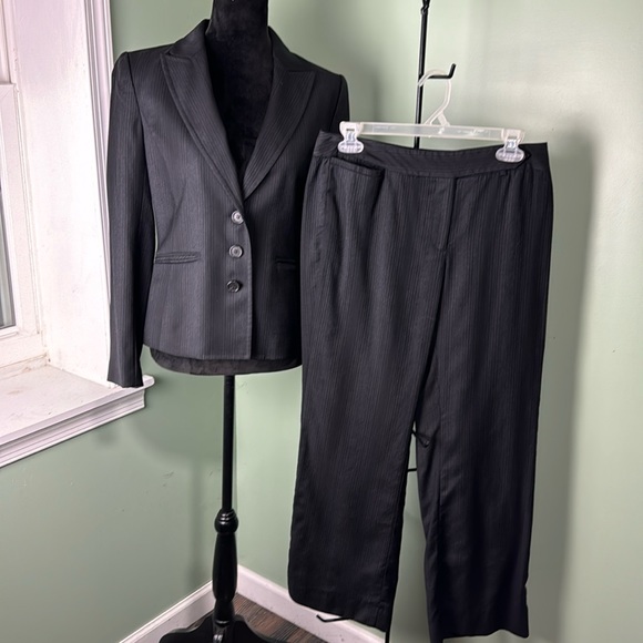 Ann Taylor Pants - Ann Taylor black on black pinstripe pants suit size 4